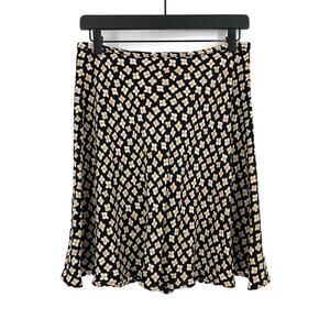 VTG ANN TAYLOR Rayon Floral Mini Skirt Black 8